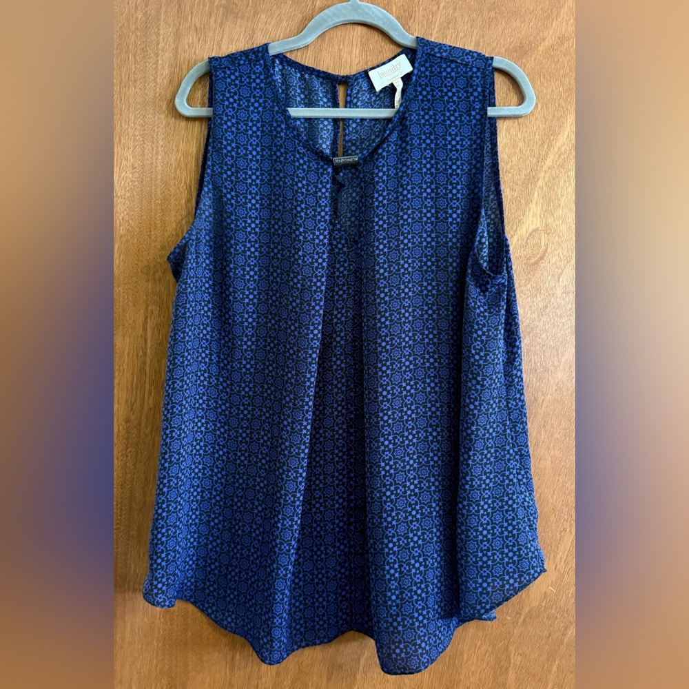 Laundry By Shelli Segal Sleeveless Blue Patterned Blouse